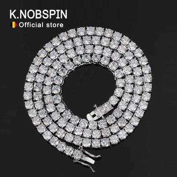 KNOBSPIN 925 sterling silver double lock GRA tennis necklace D VVS1 diamond GRA certificates neck chain fine jewelry