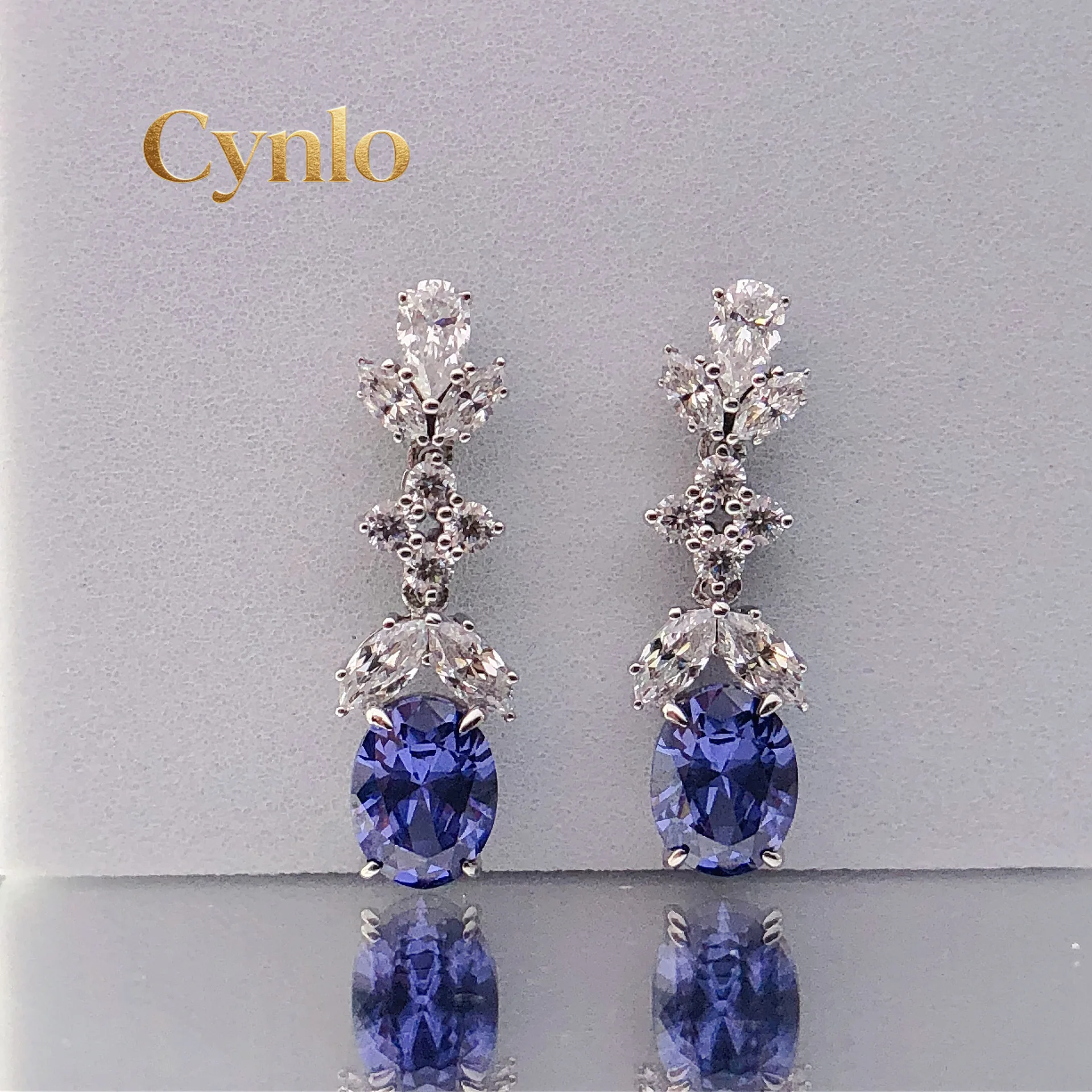 

Cynlo Jewelry 1.5ct Oval Earrings for Women, PT950 Platinum with Marquise Blue/Red Moissanite, Stylish & Dazzling