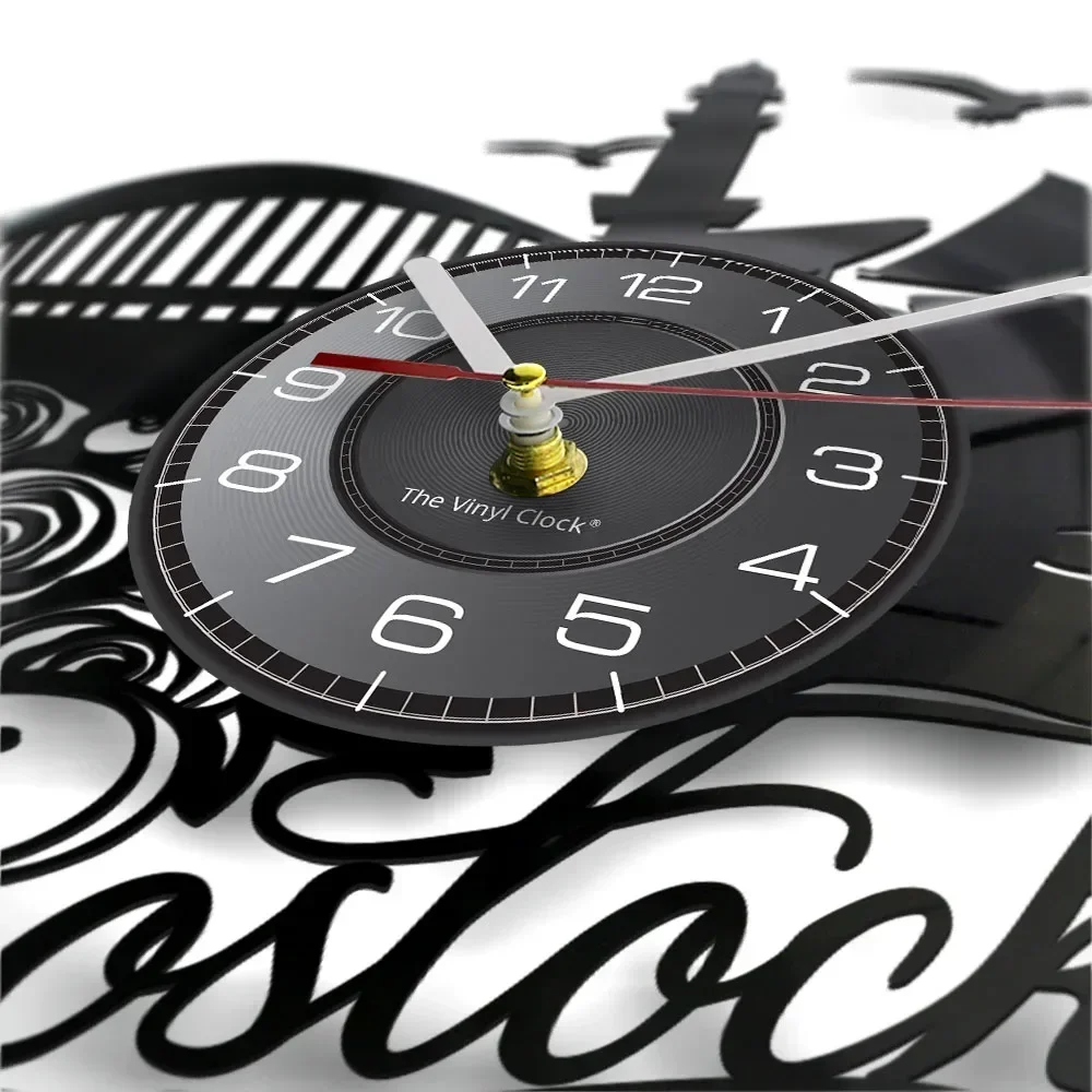 Germany Rostock Vintage Wall Clock Sea Sailing Lighthouse Rose City Landscape Design Wall Watch Traveler Home Decoration Gift