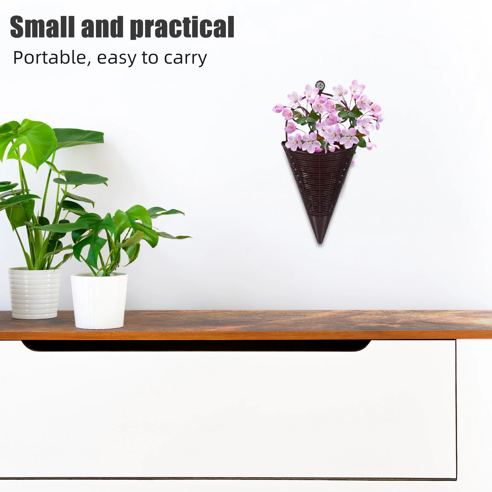 

3Pcs Woven Orchid Basket Hanging Wall Planter Storage Organizer Rustic Farmhouse Decor for Flower Fruit Vegetable Display