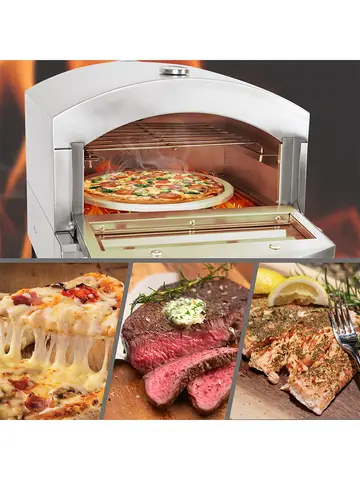 Stainless Steel Pizza Oven Portable Outdoor Propane Gas Oven Professional Baking Oven Machine Toaster Home Kitchen Camping Use