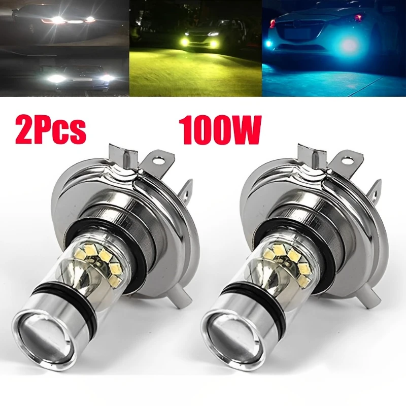 2Pcs 100W H4 H7 HID White LED Headlight Bulb Super Bright White Led Car Driving Fog Light Lamp Auto Fog Lamps Car Accessories