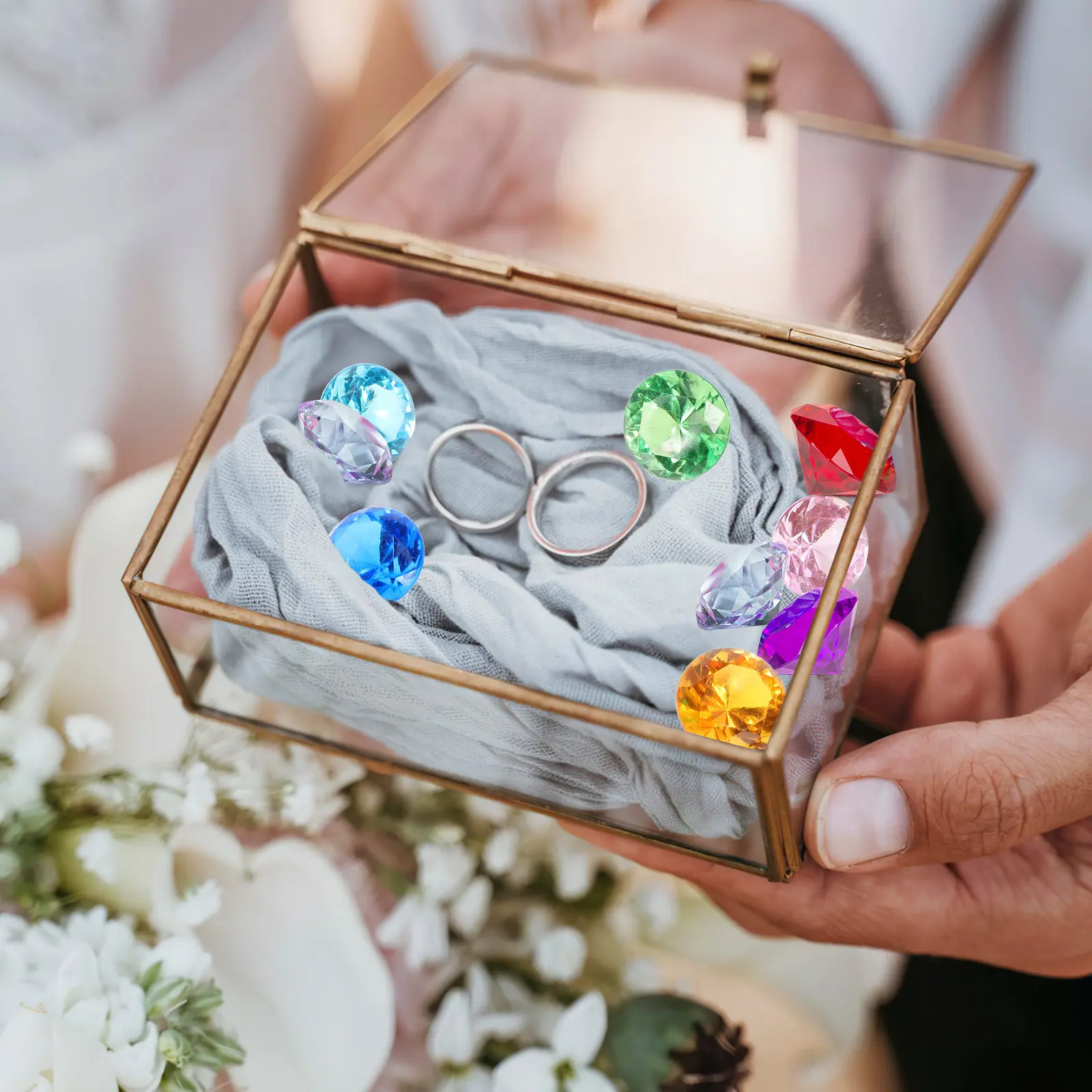 100Pcs Acrylic Diamond Colorful Simulation Crystal Gems Decoration Wedding Party Vase Filler DIY Table Scatter