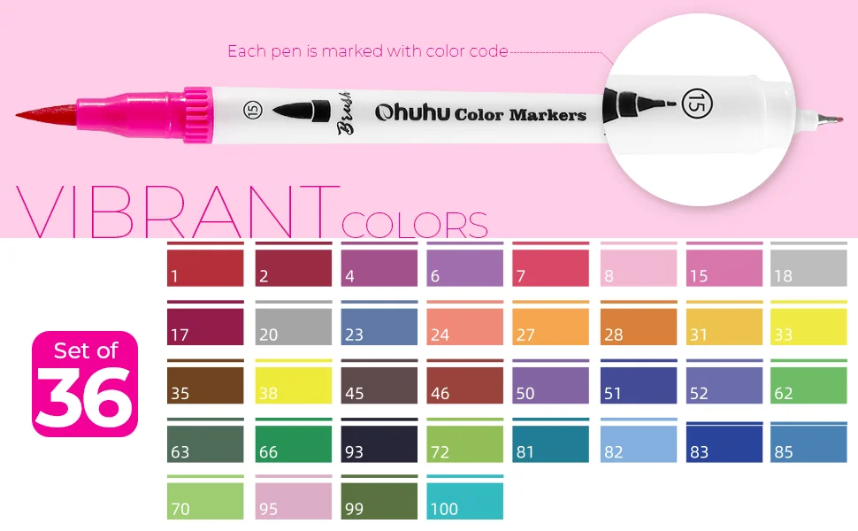 Ohuhu Art Markers Dual Tips Line Marker Set Aquarellstift Färbung Aquarellpinsel Fineliner Malerei Zeichnung Schulbedarf – Detail 12
