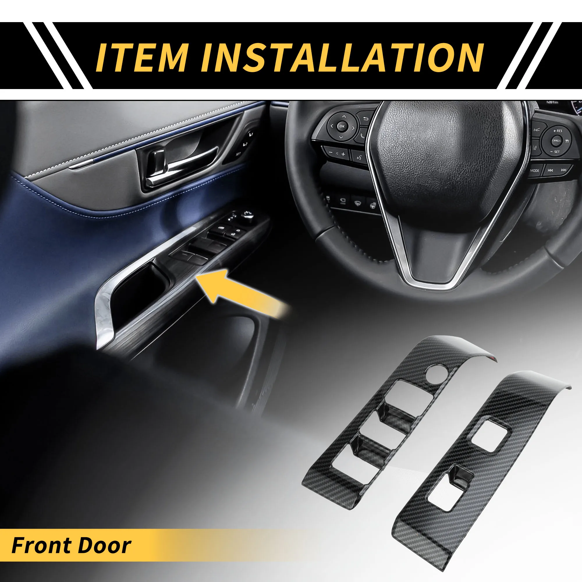

UXCELL Carbon Fiber Pattern Front Door Window Switch Panel Set for Toyota Tacoma 16-23