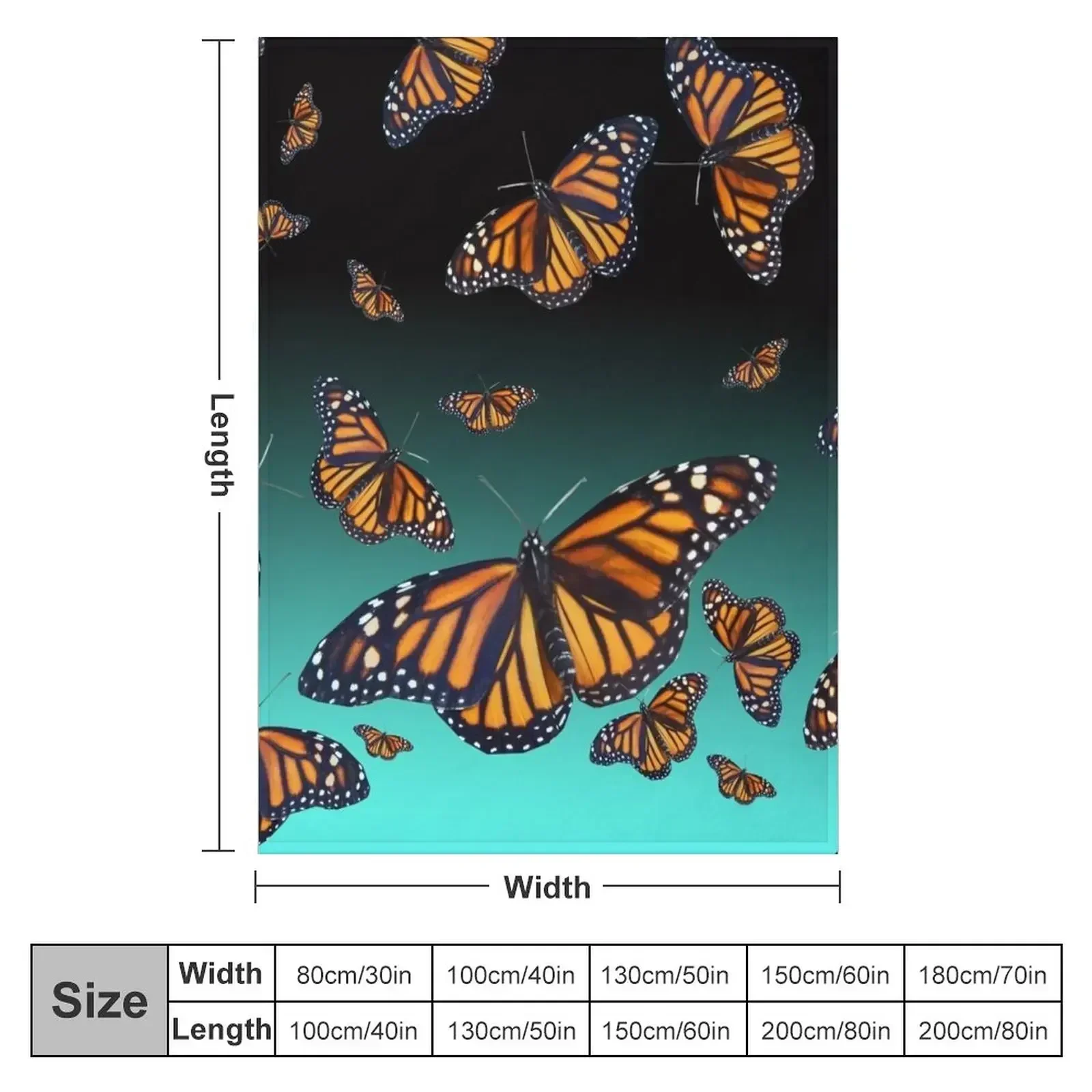 New Blue and orange monarch butterfly pattern Throw Blanket Bed Loose For Sofa Thin Blankets