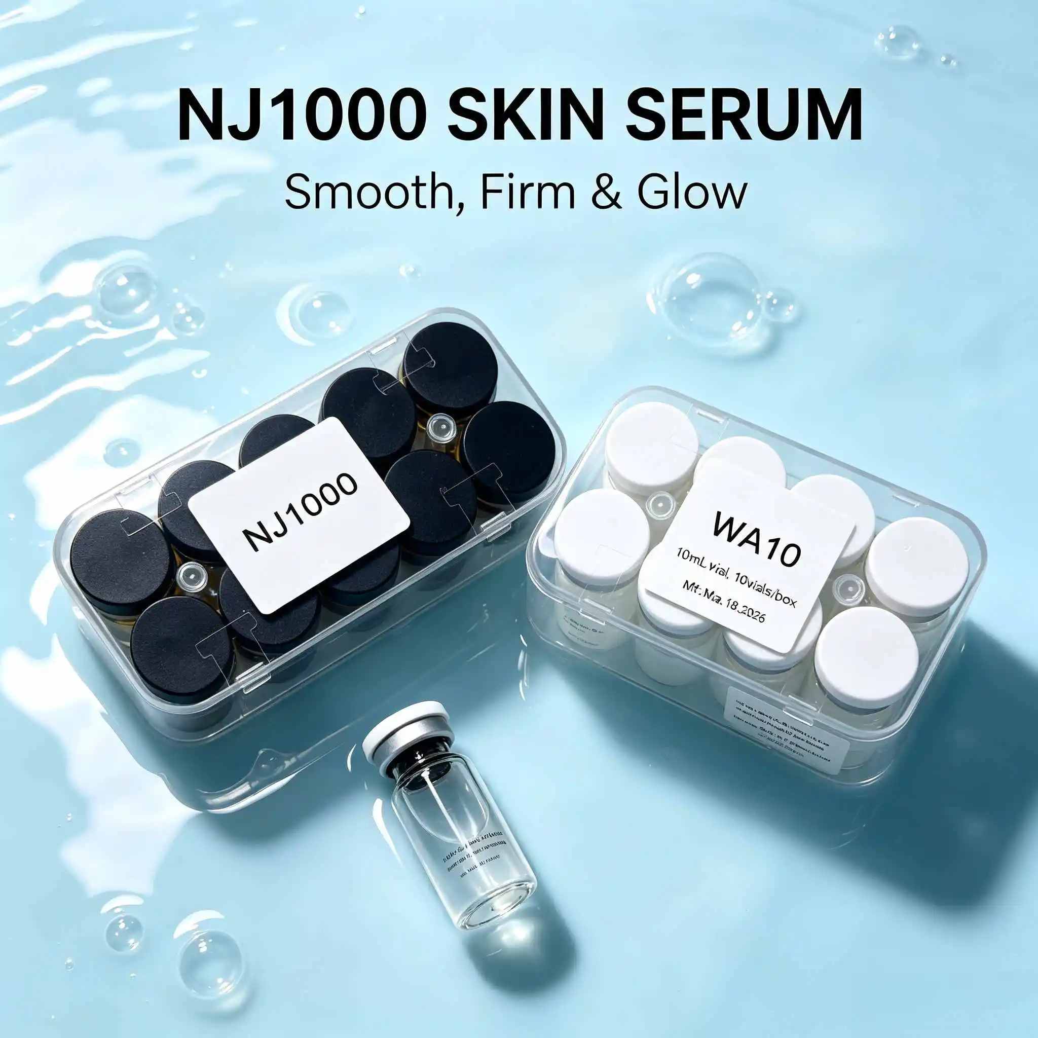 NJ Lyophilized Powder Vial Set,Hydrating Facial Essence,Freeze-Dried Powder,Random Cap Colors,Date Subject to Actual Goods