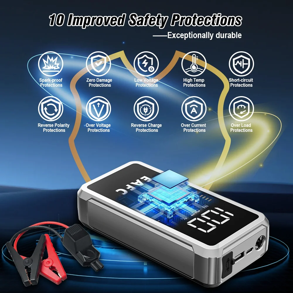 EAFC QC3.0 سيارة الانتقال كاتب جهاز 4000A بطارية معززة بدءا قوة قوية المحمولة السيارات مساعد كاتب لسيارة 12 فولت #3