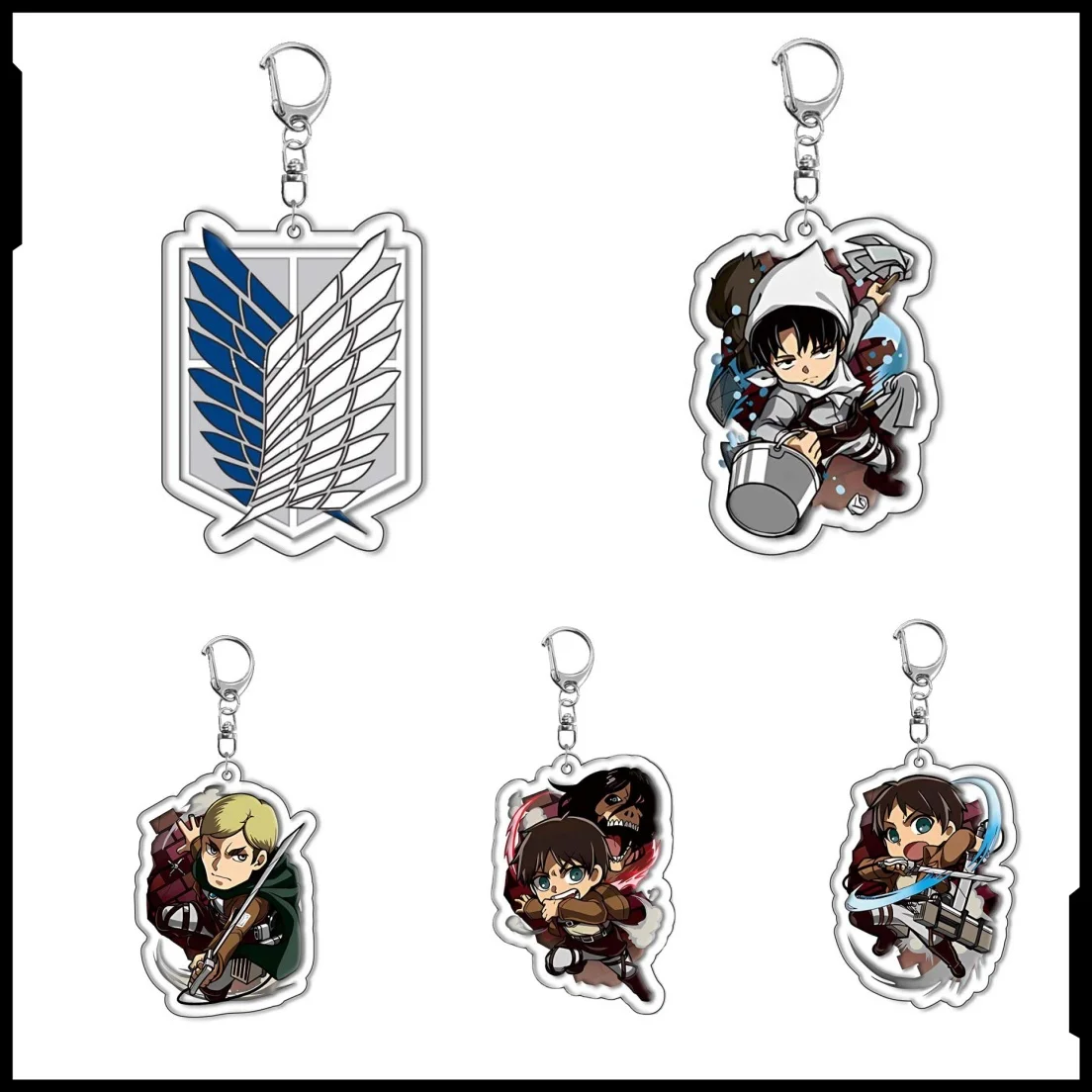 

attack on titan anime peripheral keychain doll toy wings of freedom titan cartoon acrylic keychain wholesale birthday gift