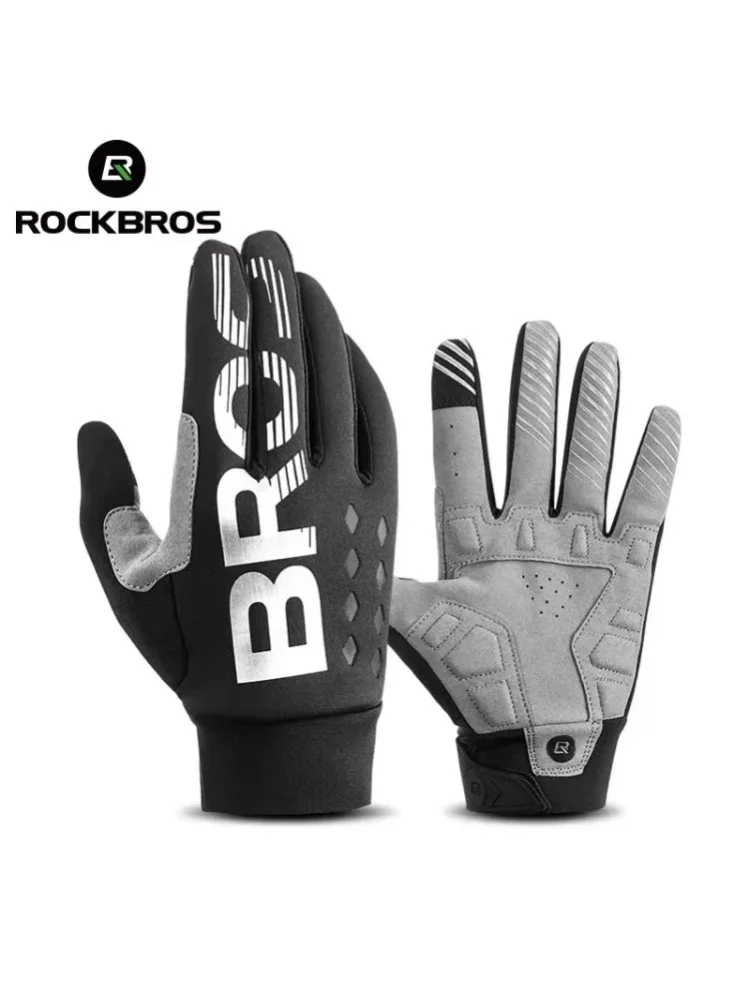 ROCKBROS Lokaler Versand Fahrrad-Warmhandschuhe Touchscreen-fähige Lange Fingerhandschuhe Wasserdicht Herbst Winter Fahrradhandschuhe Thermische Sportausrüstung