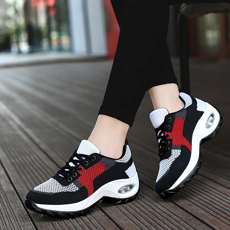 Tenis Sneakers da donna scarpe da passeggio con cuscino d\'aria scarpe da Jogging da palestra traspiranti per donna piattaforma con lacci scarpe