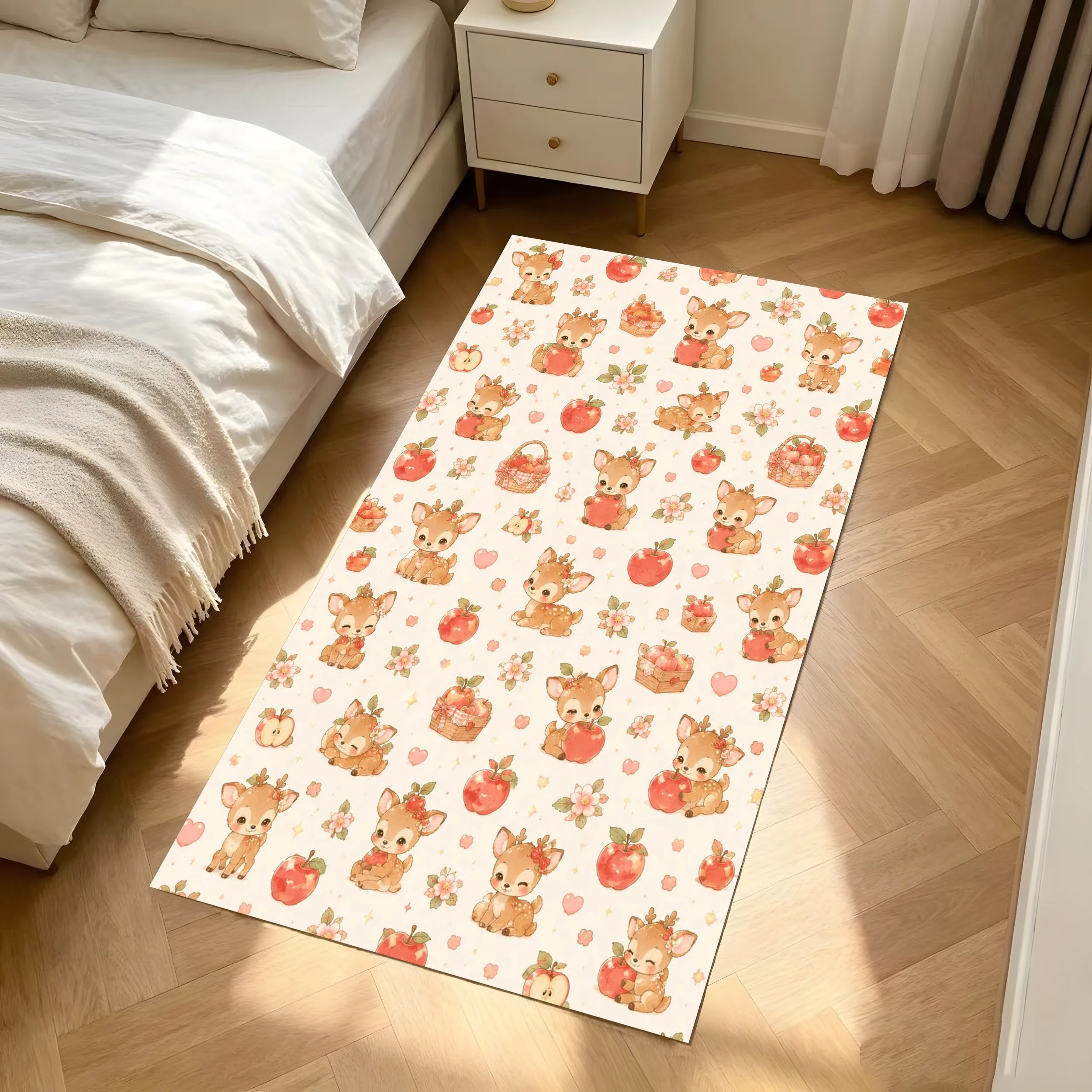 2D Large Carpet with Orange-Toned Flowers Cute Little Ghosts Adorable and Fun Style Warm and Eye-Catching Halloween Atmosphere