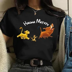 Fashion Women's HAKUNA MATATA Printed Women's T-shirt Casual T-shirt Lion King Pattern Women's Cotton Plus Size T-shirt