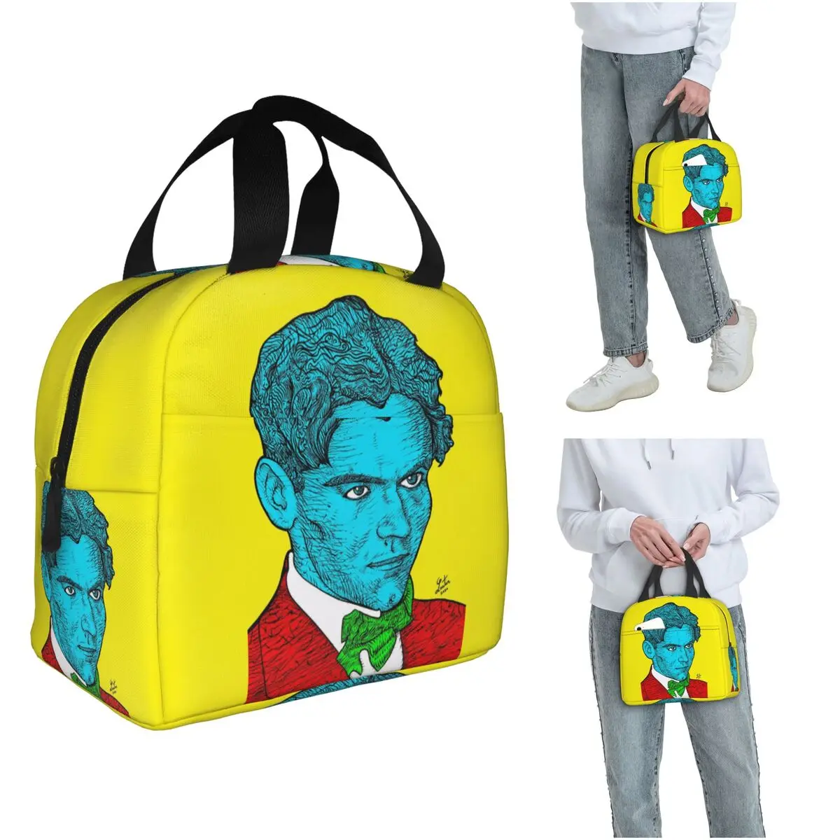 

Изолированная сумка для обеда Federico Garcia Lorca Portrait 16 для женщин и детей, портативные контейнеры для еды, термосумка для обеда