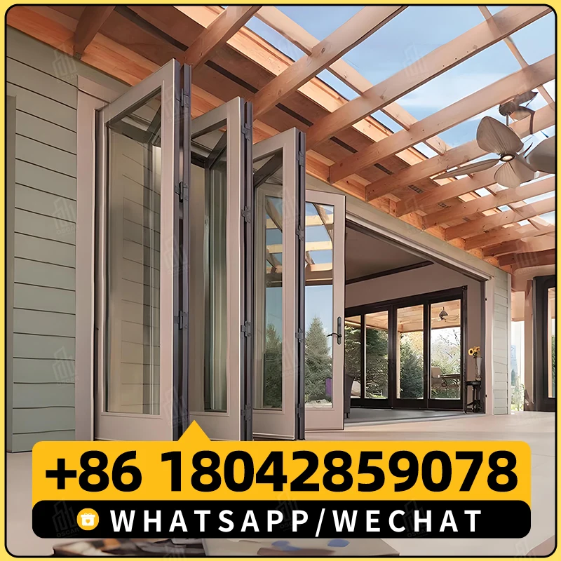 OEM Aluminum Folding Door Exterior Customized Multi Track Folding Doors Glass Doors For House