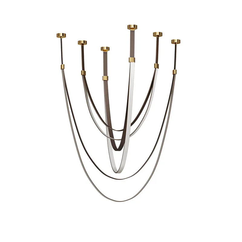 Moderne simplicité bracelet en cuir pendentif LED éclairage, Lustre décor à la maison pour Foyer salle à manger luminaires haut plafond lustre