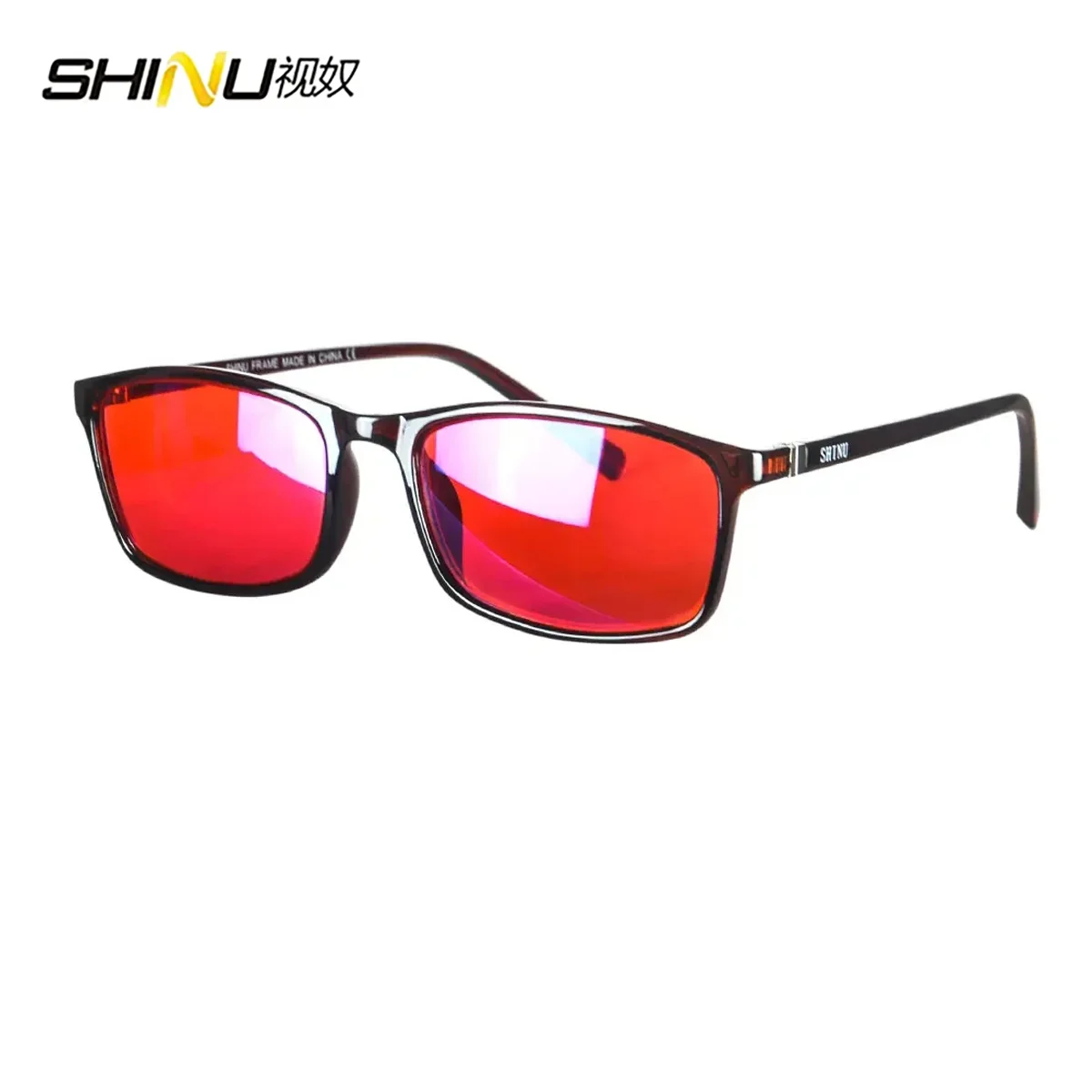 Anti Blue Light Glasses Men Square Frame Shape Red Lens Full Blocking For Good Sleep Orange For Long Time Working Anti Radiation