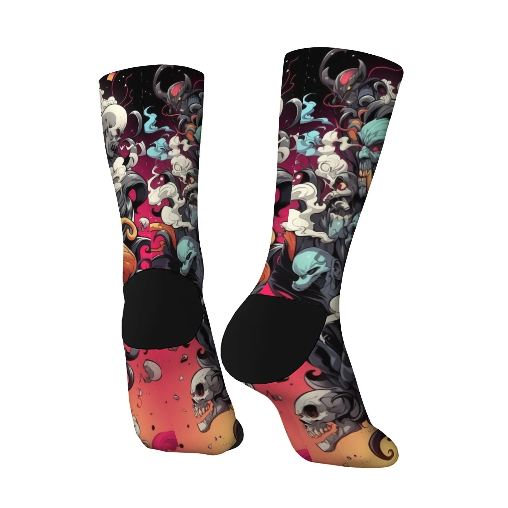 Calcetines con estampado de cara de fantasma extraño para hombre, novedad, calcetines Harajuku Retro Street Hip-Hop, calcetines cómodos transpirables antideslizantes, regalo