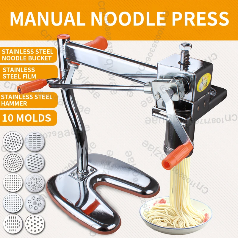 Machine à pâtes manuelle en acier inoxydable pour la maison, portable, à deux axes, pour la préparation de 10 types de pâtes