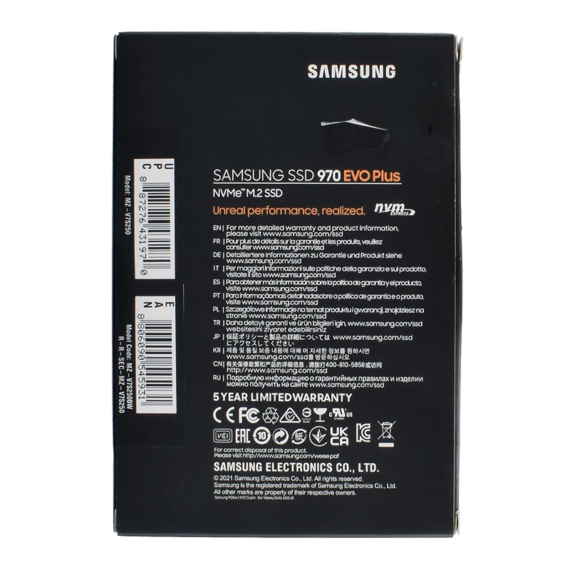 Imagem -06 - Samsung-unidade Interna de Estado Sólido para Laptop e Desktop 970 Evo Plus Ssd m2 Nvme 250gb 500gb Mlc M.2 2280 Pcie 3.0x4 Hdd Disco Rígido