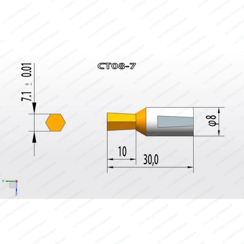 CT08 HSS-Tin Rotary Broach Punching Cutter Tool 8mm Shank Inner Hexagon for Steel Special Punch for Steel Parts