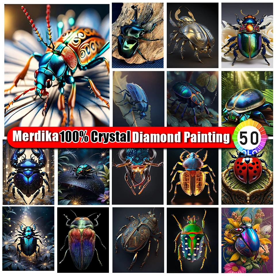 100% Crystal Diamond Painting Insect Ladybugs 5D Diy Diamond Embroidery Animal Art Full Round Sqaure Drill Mosaic Kit Decor Gift