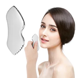 Herramienta Facial Gua Sha de acero inoxidable, herramienta de masaje Natural Universal, placa Gua Sha de Metal plateado, belleza y cuidado de la piel, 1 unidad