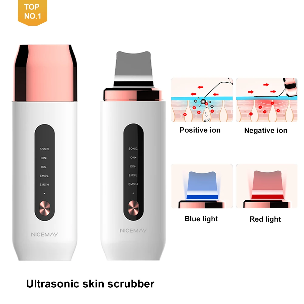 

Rechargeable Skin Scrubber Face Spatula, Blackhead Extractor Remover Pore Cleaner Face Scraper Kit Facial Deep Cleansing