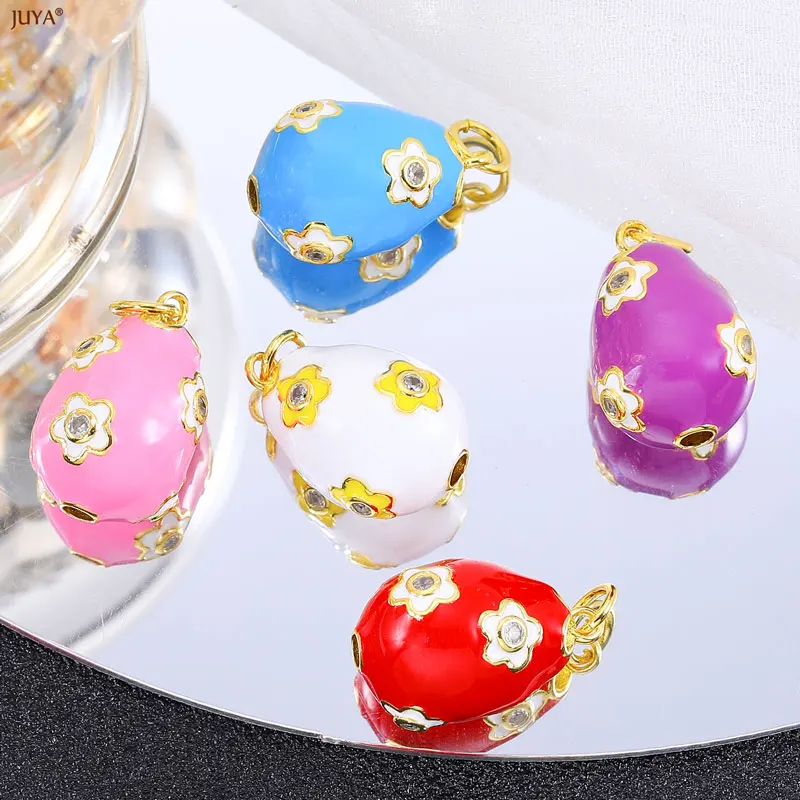 JUYA Bohemia Style Pendant 18K Gold Plated Print Enamel 3D Balloon Charm For DIY Earrings Necklaces Jewelry Making Accessories