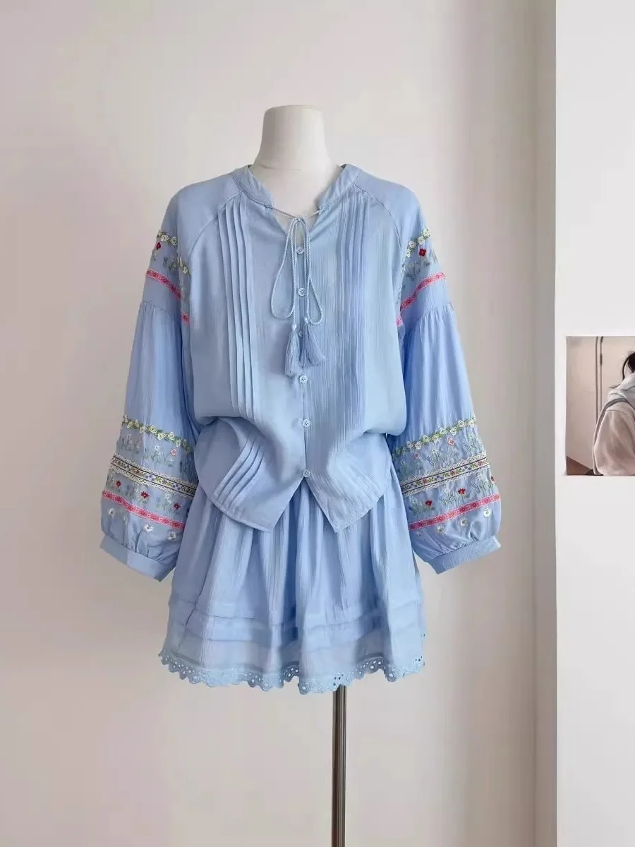 

Heavy Embroidery Doll irt A-Line Skirt Set Summer Faion Loose Casual Two-Piece Set for Women 8-25 Years Old