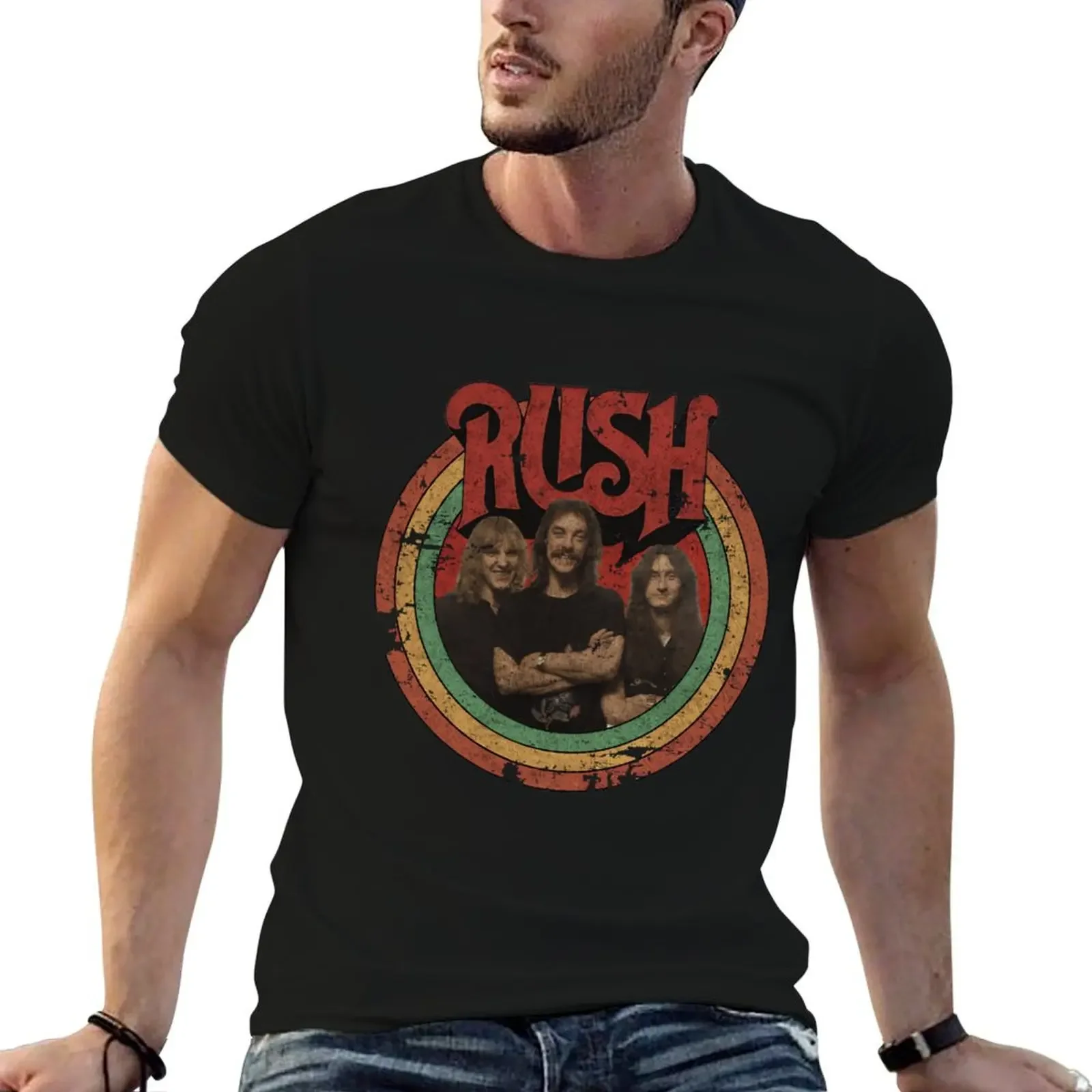 

Vintage rush band 80s style T-Shirt Aesthetic clothing quick-drying plus size clothes t shirt men 100℅ cotton