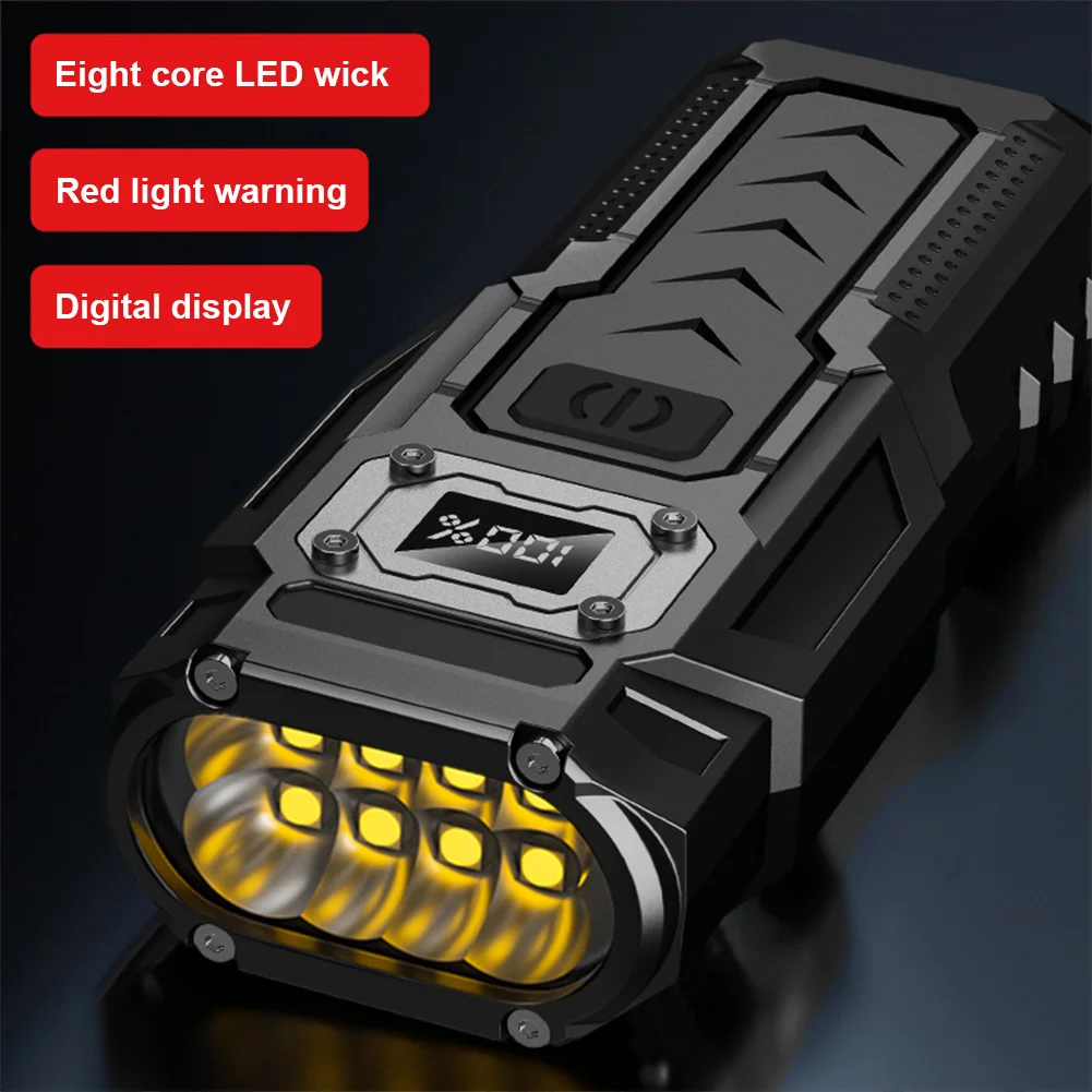 COB LED Flashlight 500 Lumens Flash Light USB Rechargeable Handheld Flashlight with Power Display for Emergencies Camping Hiking