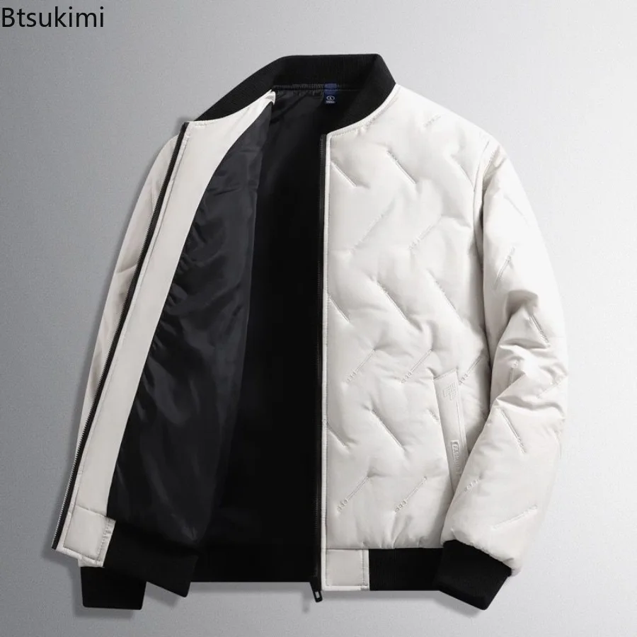 2025 Men's Autumn Winter Fashion Solid Color Thick Warm Cotton-Padded Jacket Coats Casual Loose Comfortable Coats Male  M-5XL