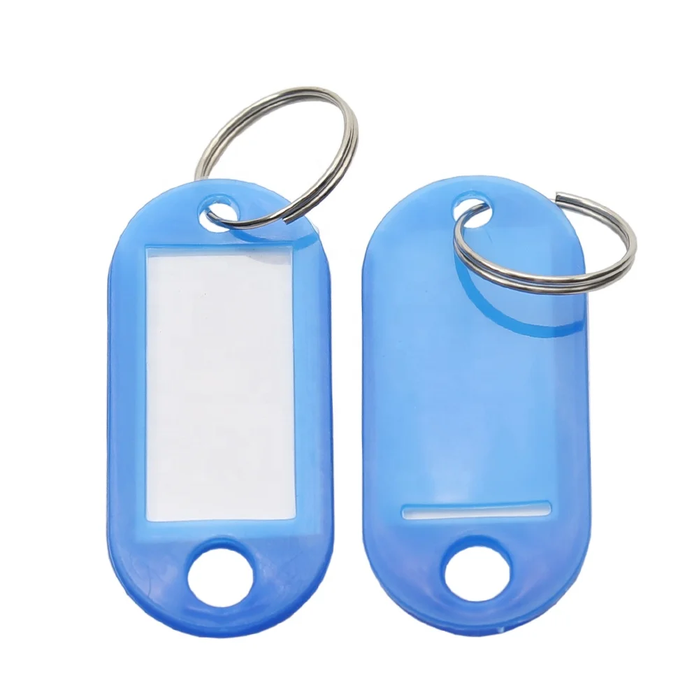 Custom Logo Keychain Secure Plastic Key labels Car Name ID Tag Plates Key Chain Label Name Luggage Plastic Key Blue Tags