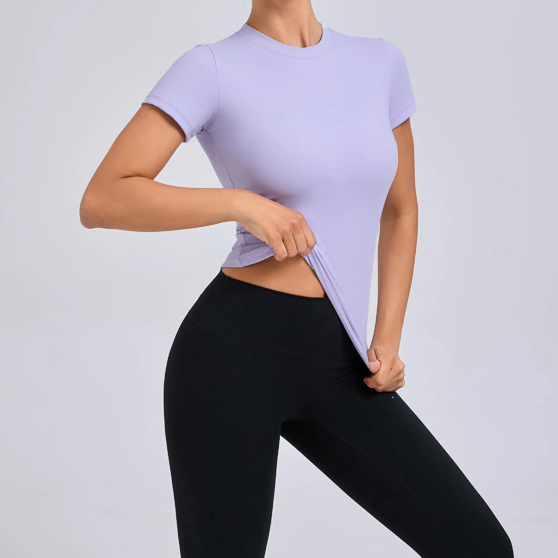 Nueva Camiseta Deportiva de Verano para Mujer, Top de Yoga, Ropa de Fitness, Camiseta de Yoga de Manga Corta, Top Deportivo de Secado Rápido para Gimnasio, Entrenamiento y Running