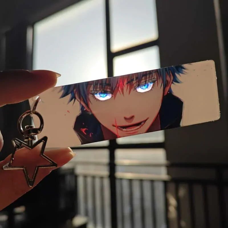 Anime JJK Lenticular Keychain Satoru Gojo Yuji Itadori Sukuna Shifting Eyes Flip Keyring Bag Pendant Fans Collectible Gift