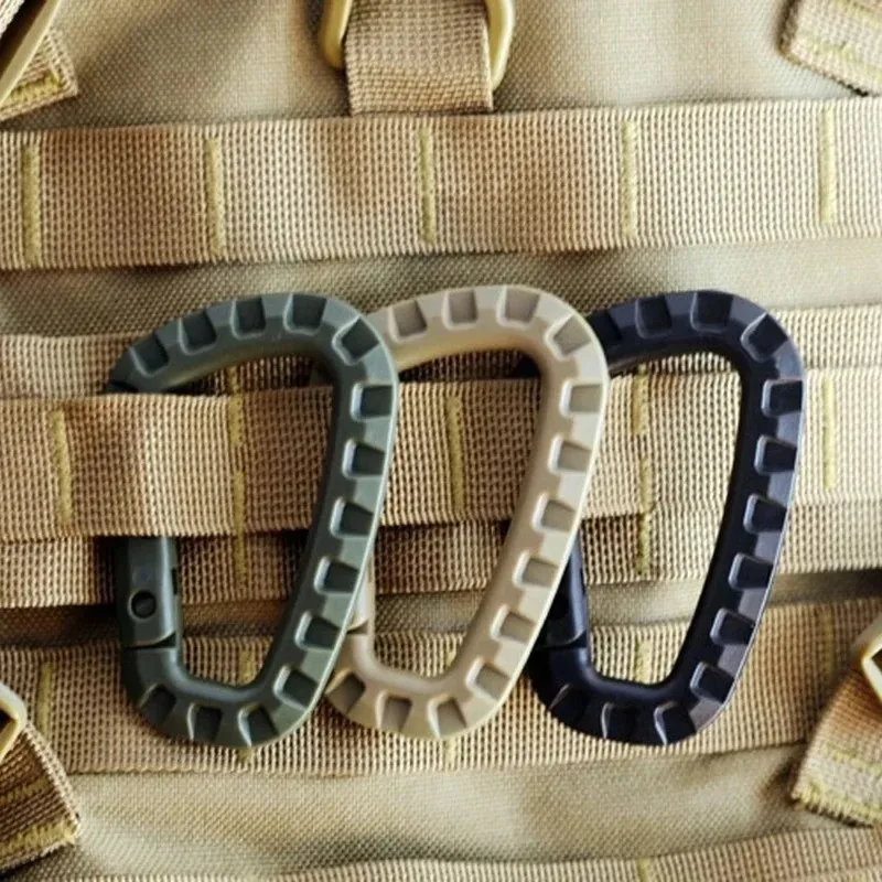 1/2/3pcs Carabiner Snap Hanging Hook D-Ring Spring Plastic Strong Tactical Tac Link Backpack EDC Tool Keychain
