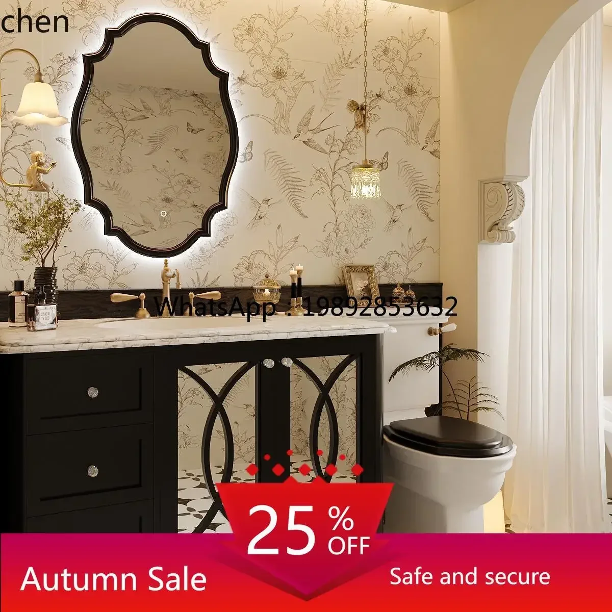 solid wood paint high-end seamless basin integrated bathroom cabinet hanging basin cabinet