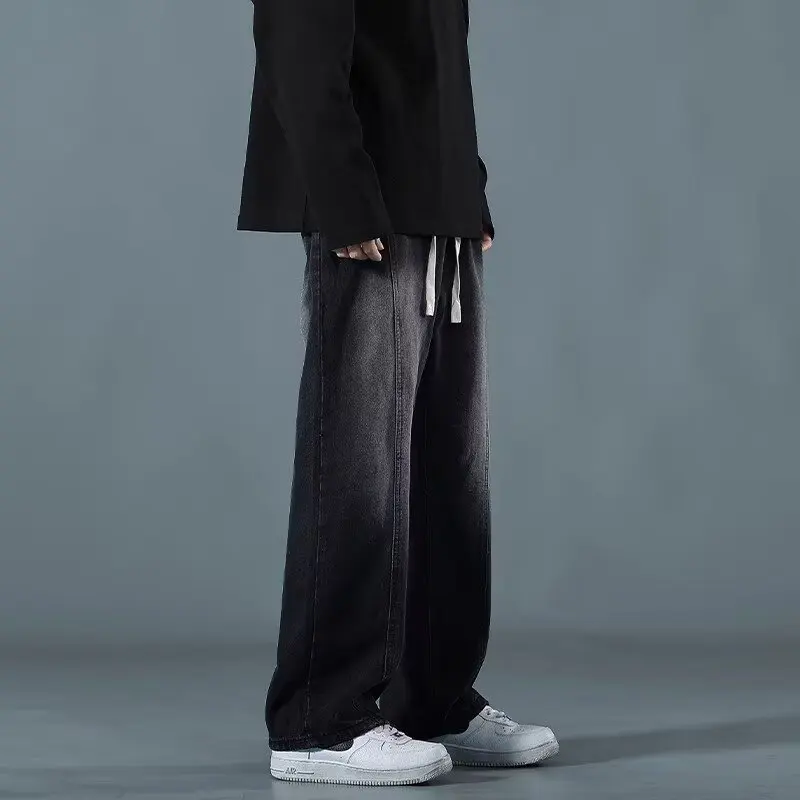 فضفاض الأمريكية Sle الرجال الجينز الرجعية Waed الطابق طول Faionable Bla السراويل الطويلة الخريف حجم كبير 300 Pou #2