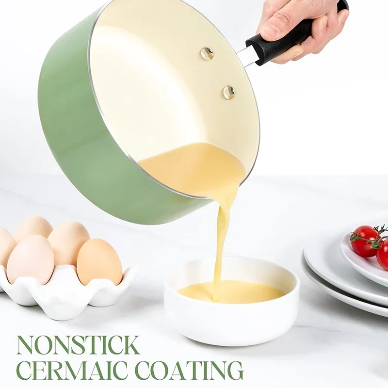 MICHELANGELO مقلاة صلصة غير لاصقة مع غطاء مجموعة قدر من السيراميك مع مقبض تبقى بارد وعاء التعريفي للطبخ في المطبخ غير سام