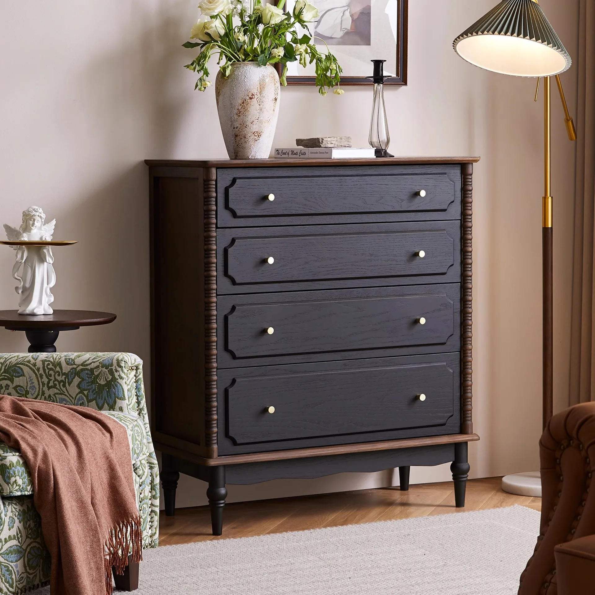 

French retro, solid wood chest, small apartment wall cabinet