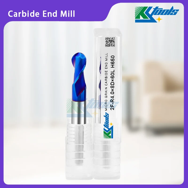 

Ball Nose Carbide End Mill 2 Flute R1 R2 R3 R4 R5 R6 Blue nano coating CNC Router Bits Tungsten Steel Cutting Tools HRC65