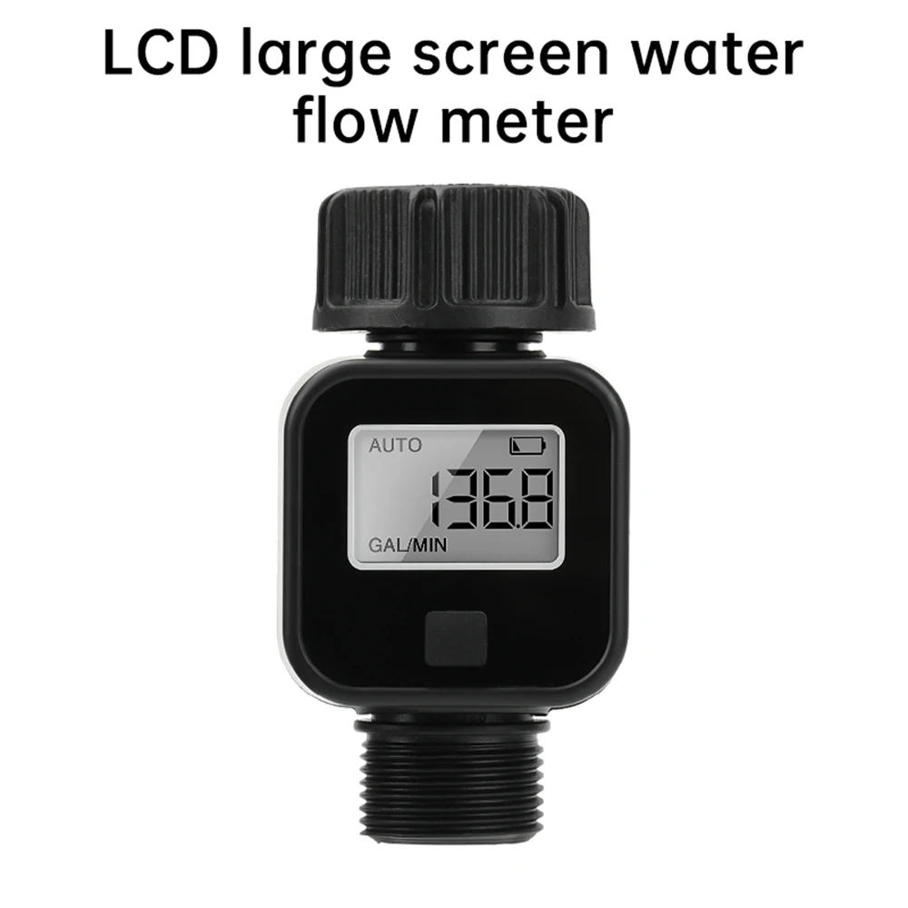 Electronic Water Flow Meter Digital Display Waterproof Water Consumption and Flow Rate Meter for Gardening Watering Irrigation