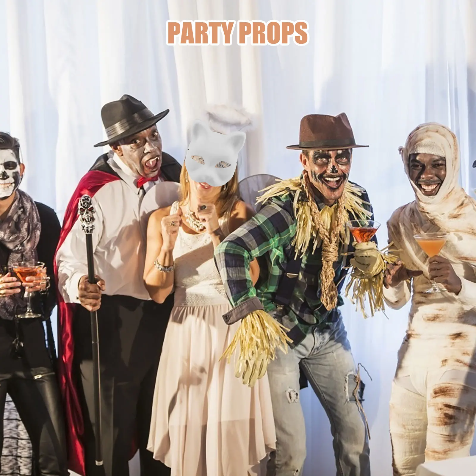 

Cat Face Mask Mesh Yarn White Plastic Diy Blank Masks For Party Paintable Masquerade Prom Halloween Wedding Gifts