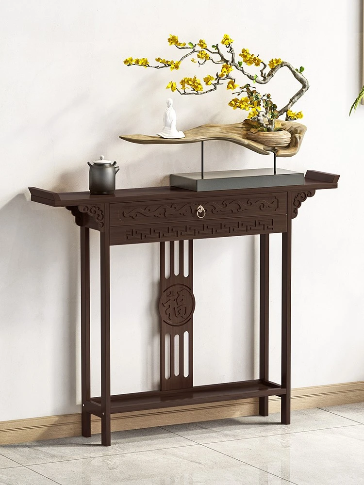 Offering table, incense table, Buddha table, household ultra-narrow tribute table, solid wood, new Chinese style