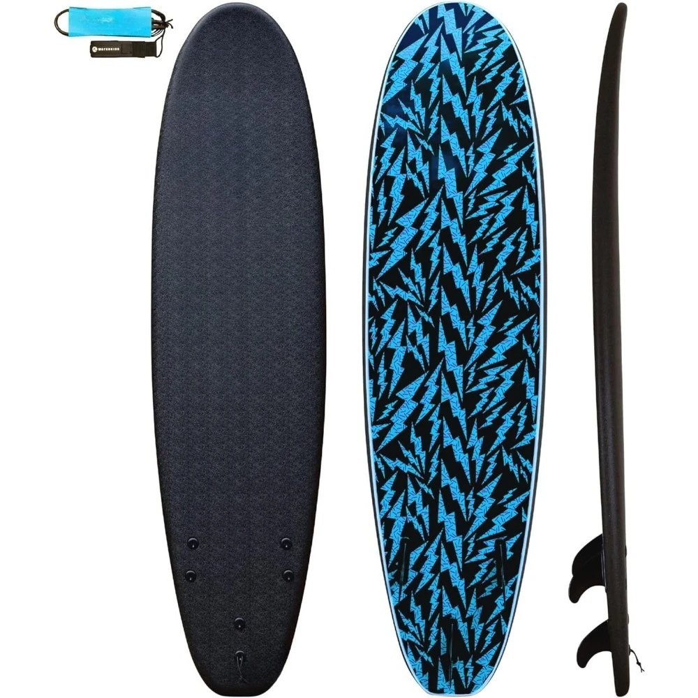 

7ft Wave Kids Longboard Surfboard & Leash, Easy to Catch Waves, Made for Kids, Soft Top Surfboard with Foam Core