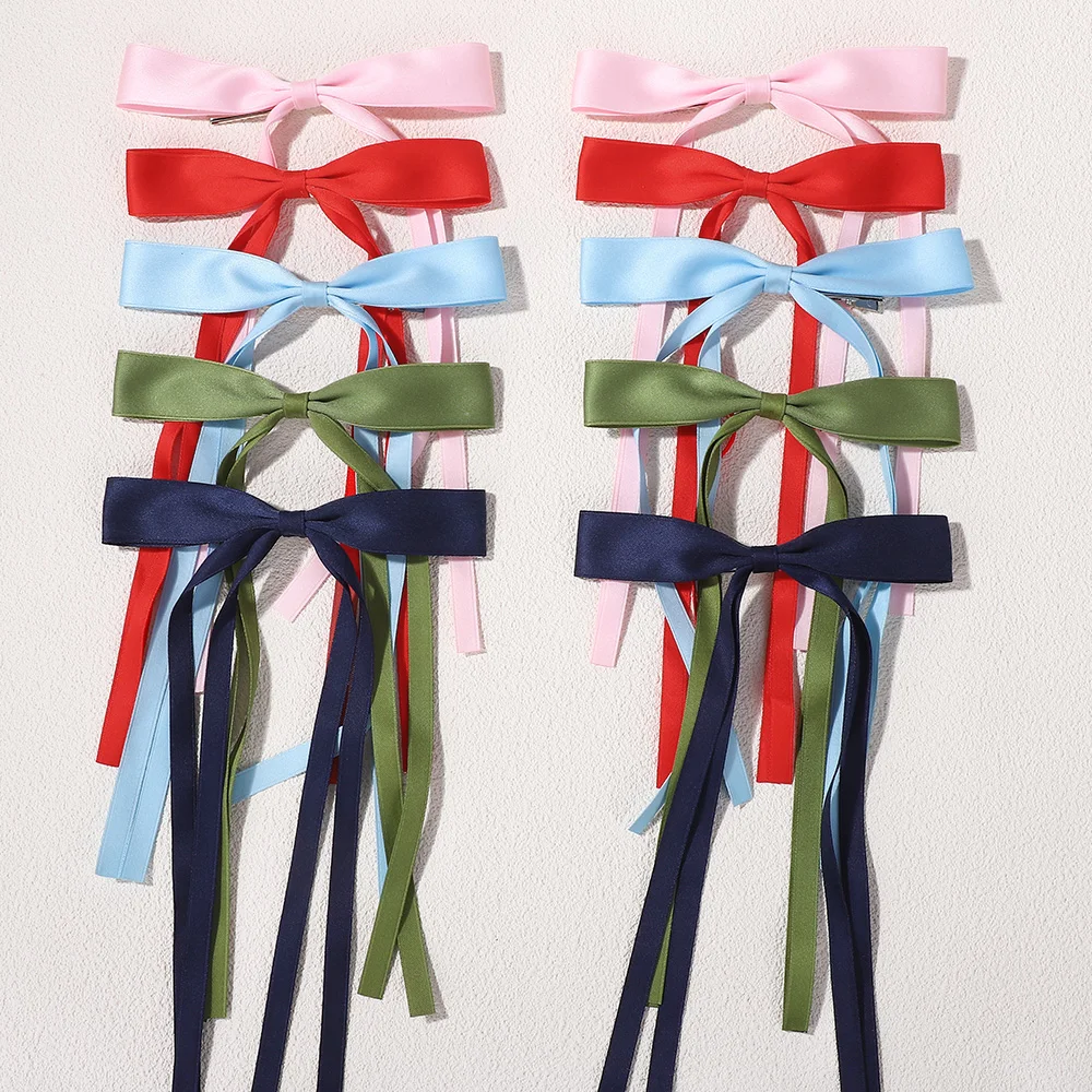 

10PCS Random Color Long Ribbon Hair Clip Headwear Ballet Girls Bowknot Women Hairgripes Hair Accessories
