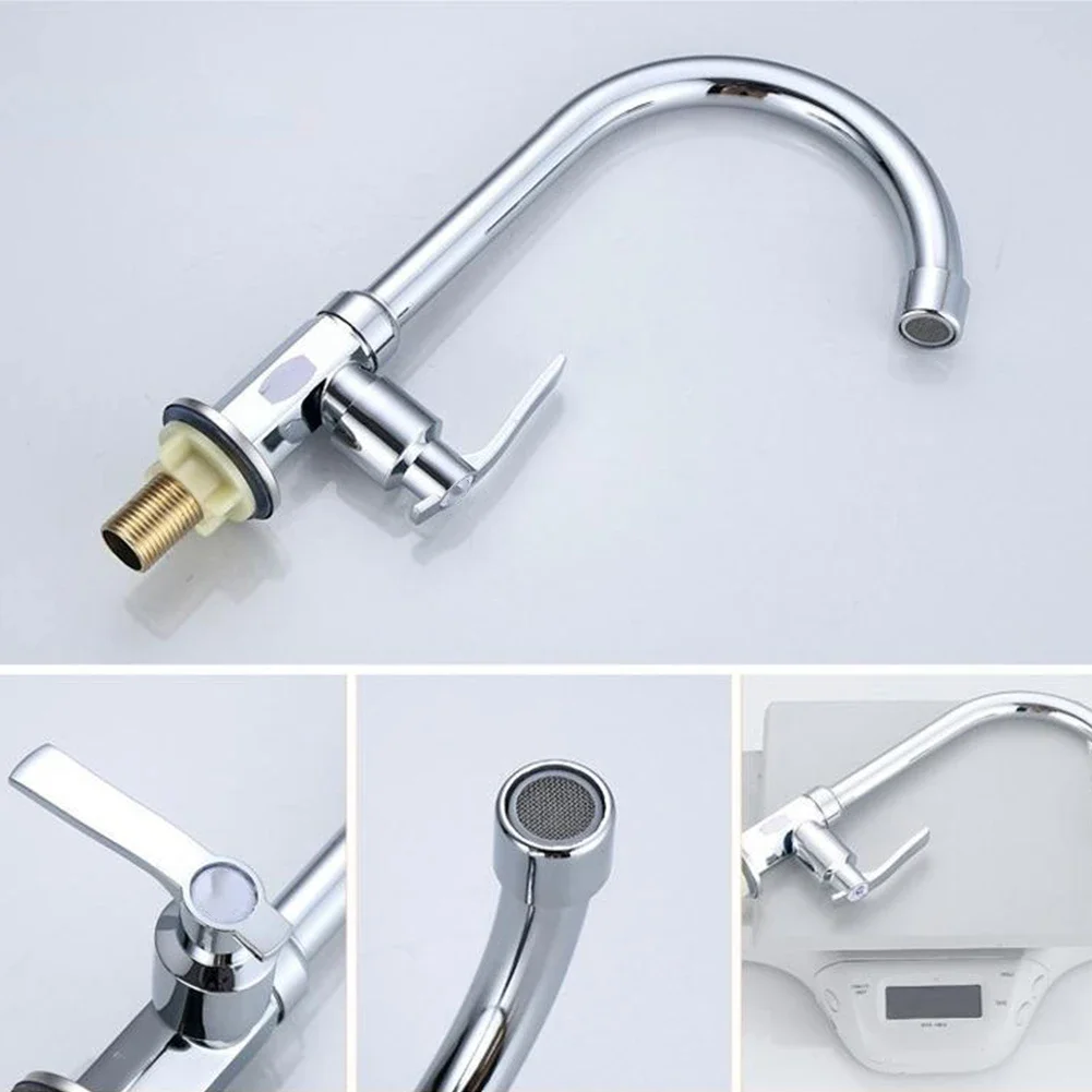 Kitchen Faucets Sink Single Cold Water Tap Kitchen Vegetable Basin Single Lever Tap Plastic Steel Large Bend Bathroom Faucets