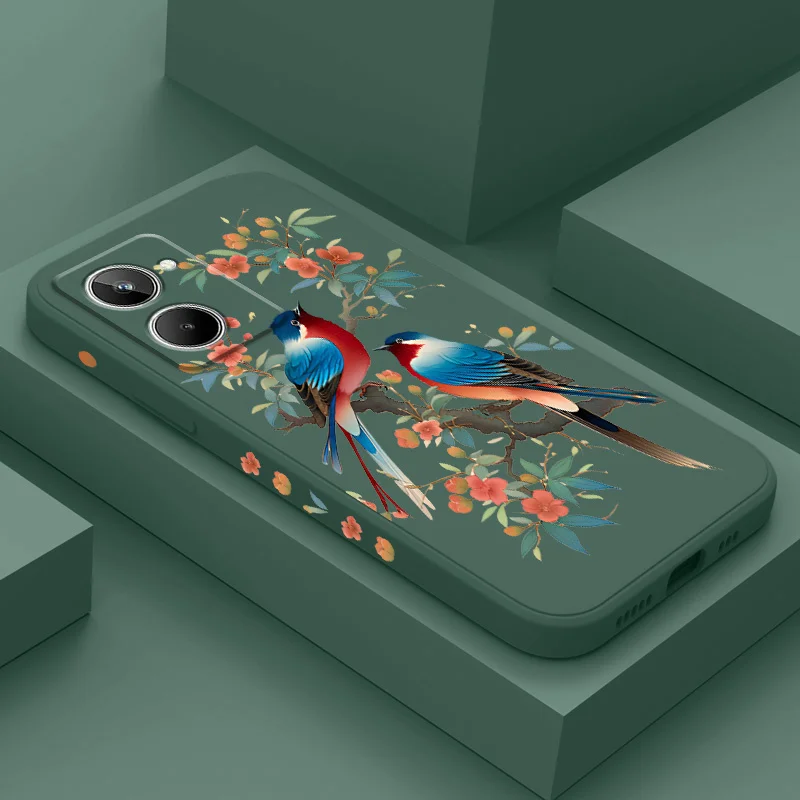 Magpie Branch Phone Case For OPPO Realme 11 10 9 9i 8 8i 7 Pro Plus C35 C21Y C25Y C25 4G 5G Liquid Silicone Cover