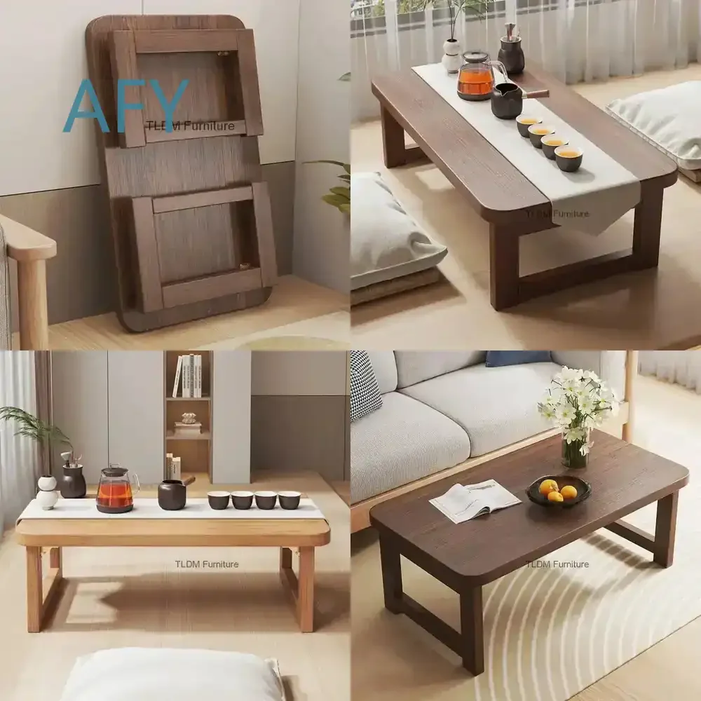 Folding End Table for Living Room Bedroom Balcony Window Small Coffee Table Low Side Table Simple Multifunction Furniture